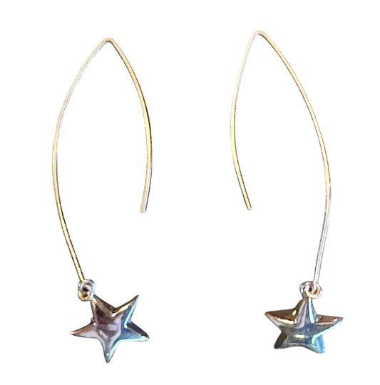 Sterling Silver Star Drop Earrings