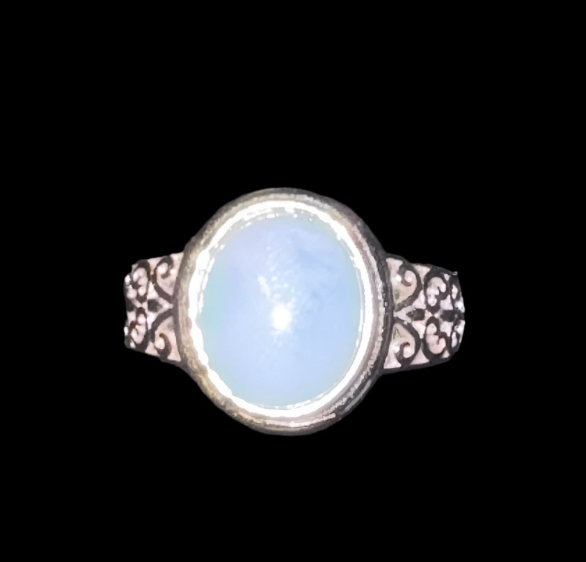 Larimar & Sterling Silver Scroll Design Ring