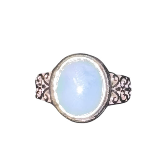 Larimar & Sterling Silver Scroll Design Ring