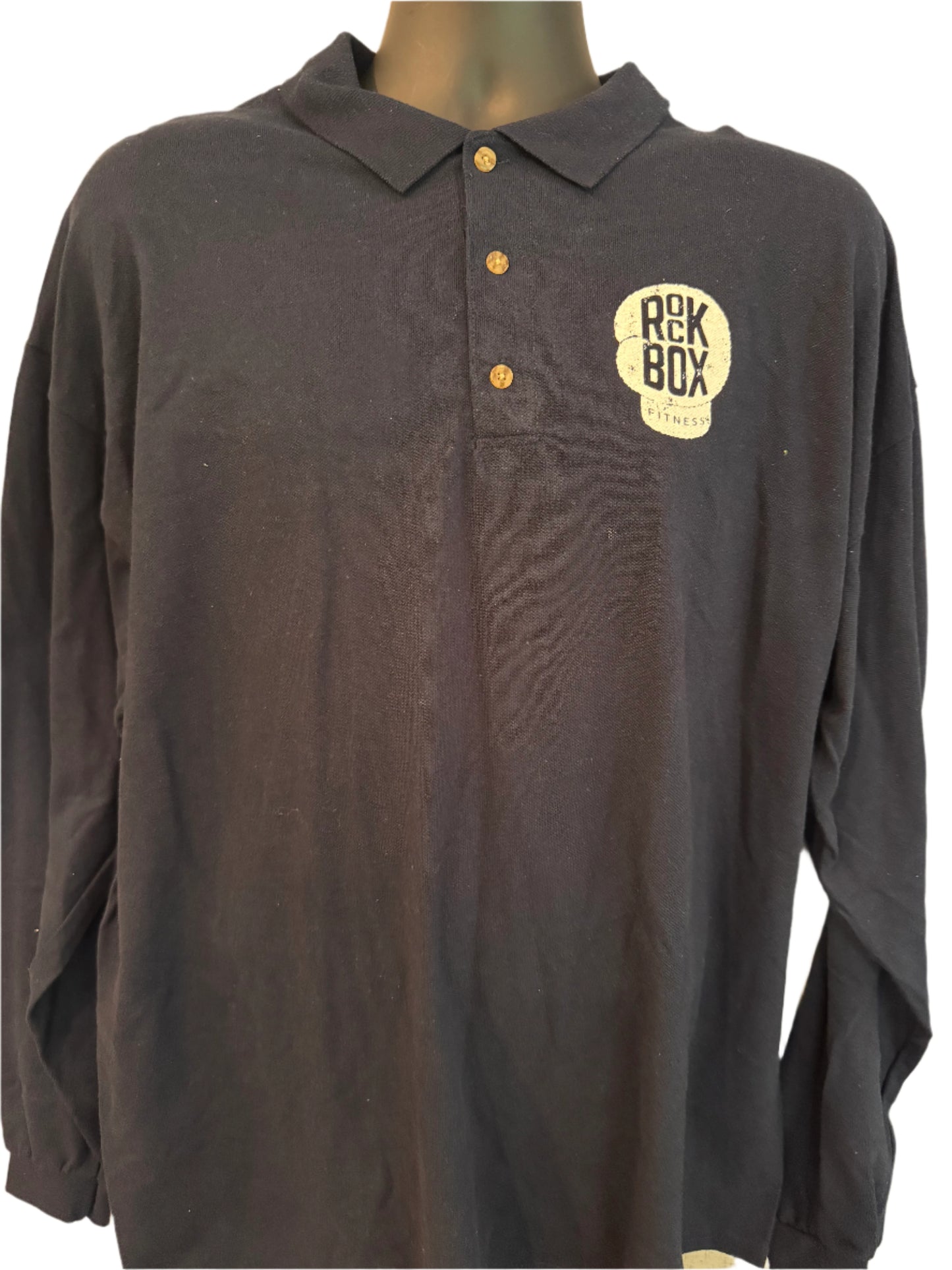 RockBox Fitness - Long Sleeve Cotton Polo Shirt by Gildan - New