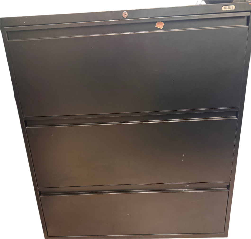 Uline 3-Drawer Lateral File Cabinet Black - Used