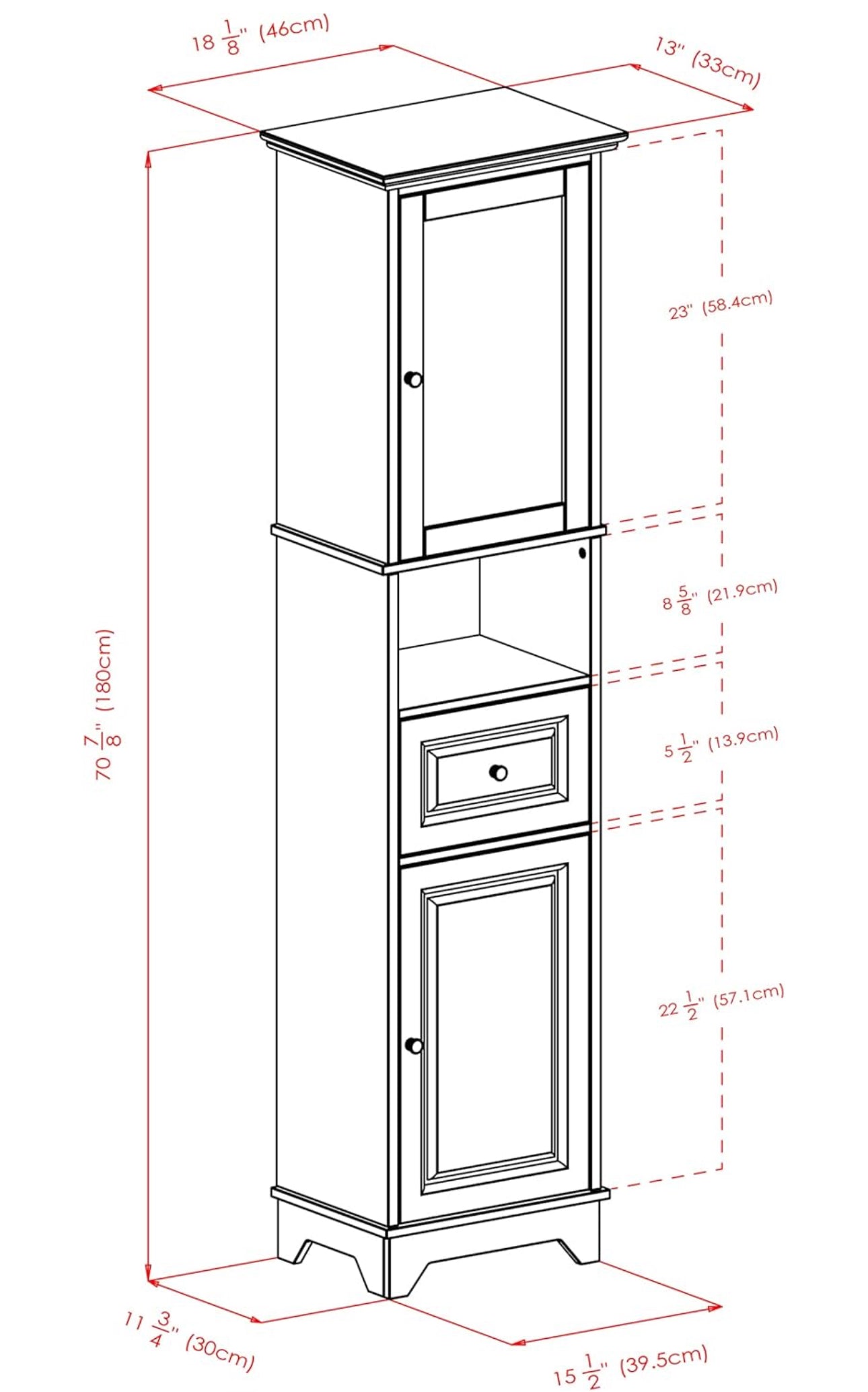 Winsome Wood Alps Tall Cabinet with Glass Door and Drawer - Used