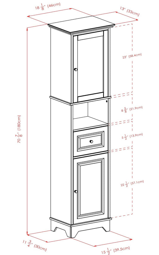 Winsome Wood Alps Tall Cabinet with Glass Door and Drawer - Used