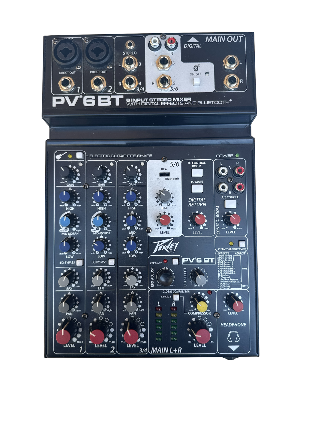 Peavey 6 Channel Compact Mixer with Bluetooth - Refurbished