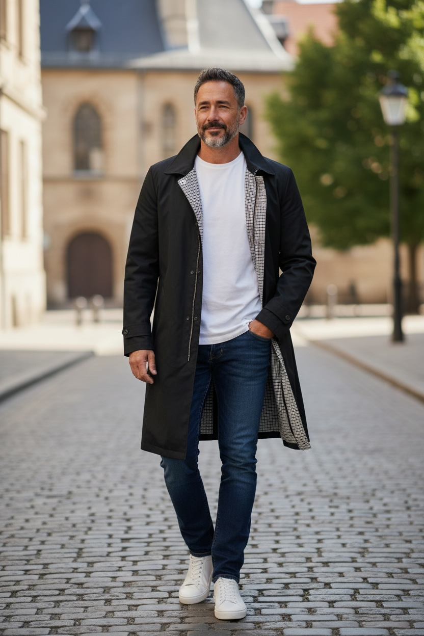 Men's Rag & Bone Reversible Coat - Black Herringbone L- Designer