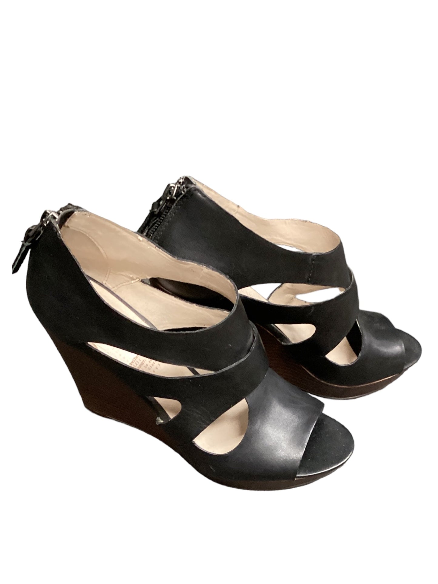 Black Sandals Heels Wedge , Size 6
