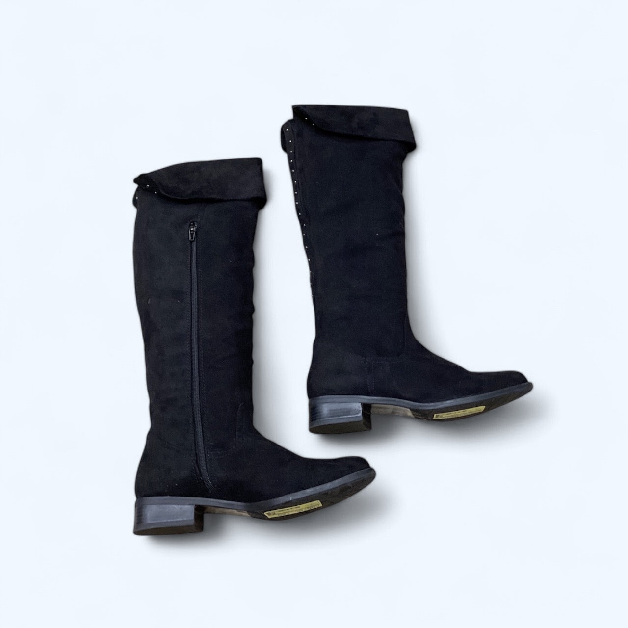 Boots Mid-calf Heels  In Black, Size: 8