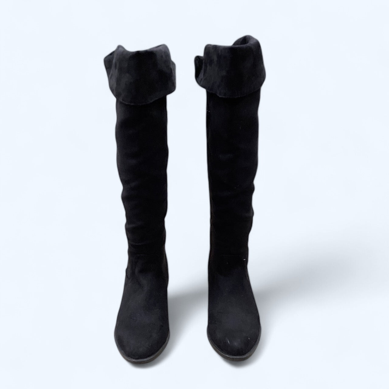 Boots Mid-calf Heels  In Black, Size: 8
