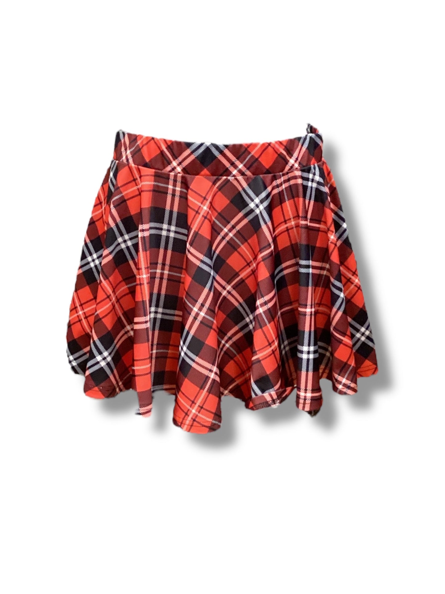 Skirt Mini & Short  In Plaid Pattern, Size: M