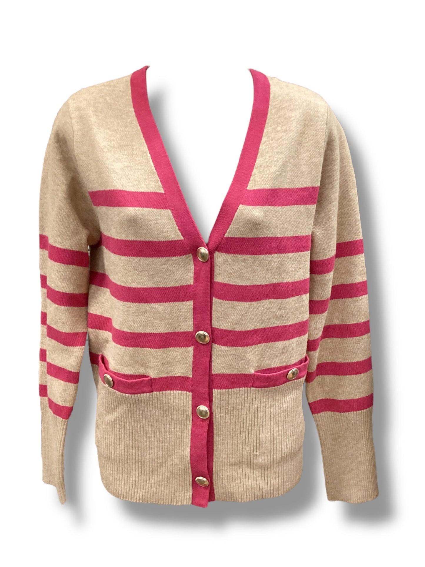 Cardigan By Rachel Zoe In Pink & Tan, Size: M