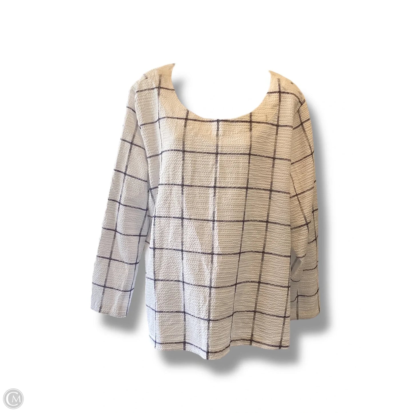 Top 3/4 Sleeve By Habitat In Blue & White, Size: Xxl