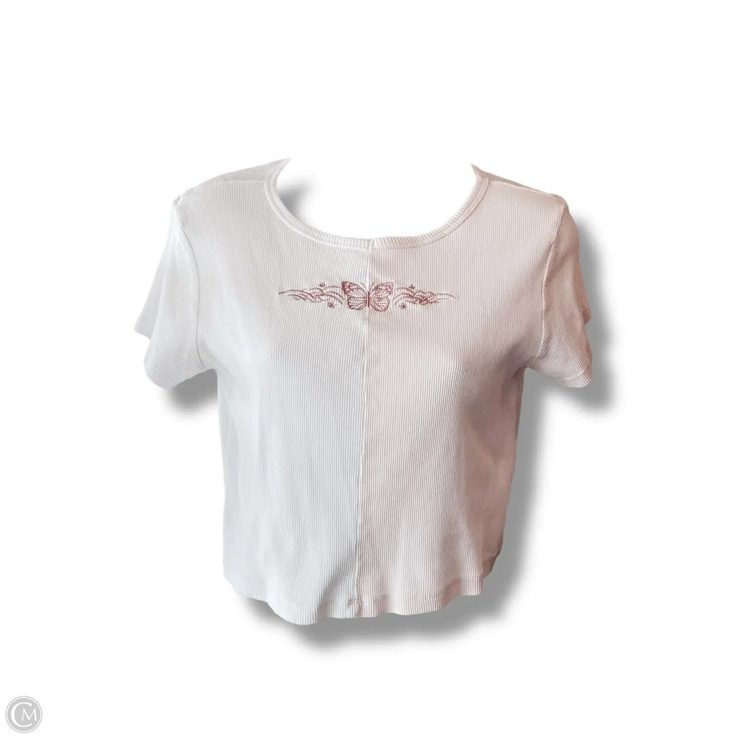Top Short Sleeve  In Pink & White, Size: L