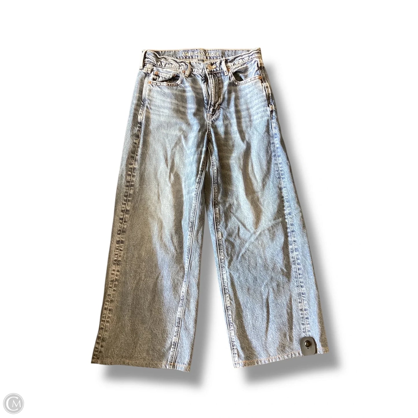 Jeans Wide Leg By American Eagle In Blue Denim, Size: 4