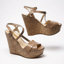 Load image into Gallery viewer, Sandals Heels Wedge By Jessica Simpson In Tan, Size: 8
