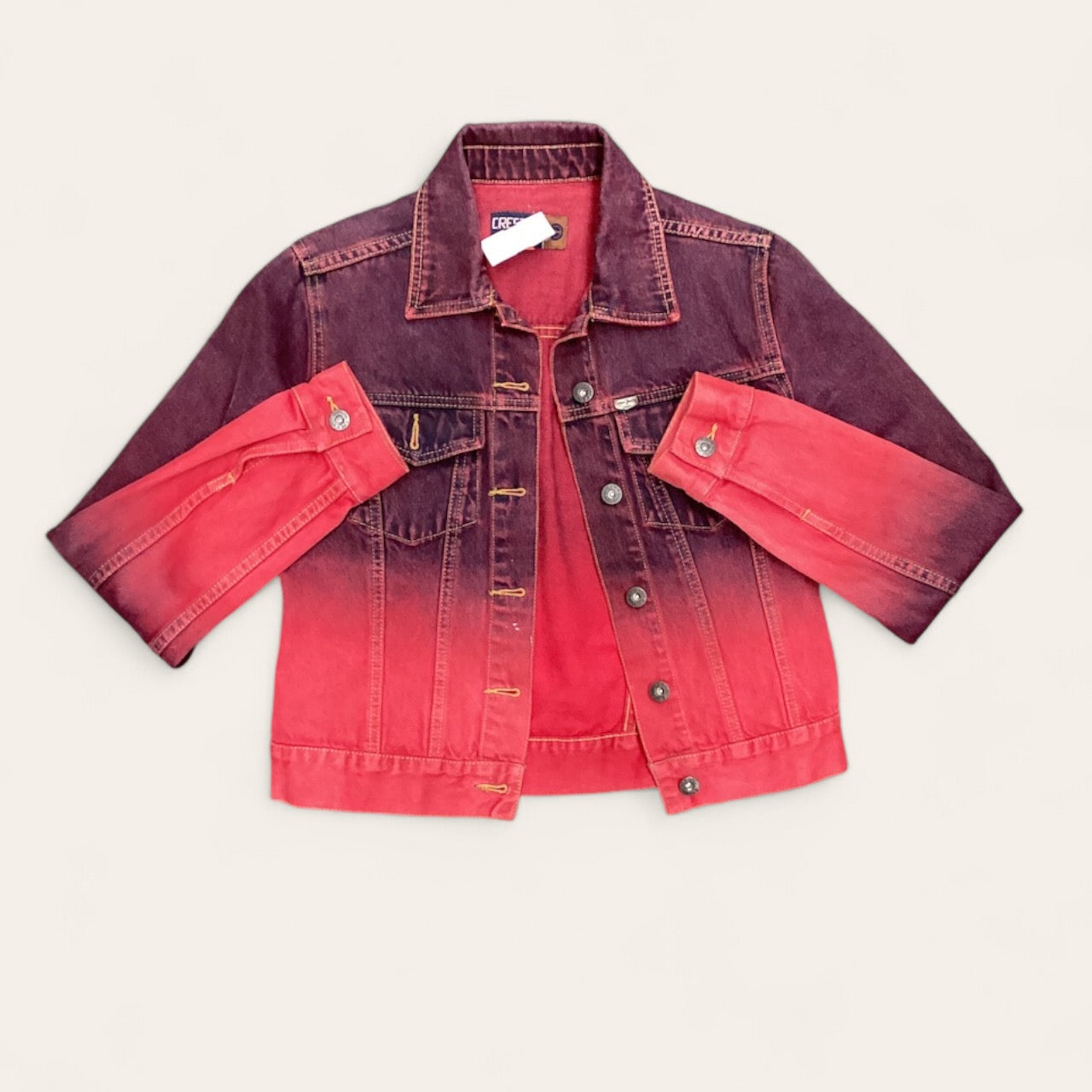 Jacket Denim  In Red, Size: S