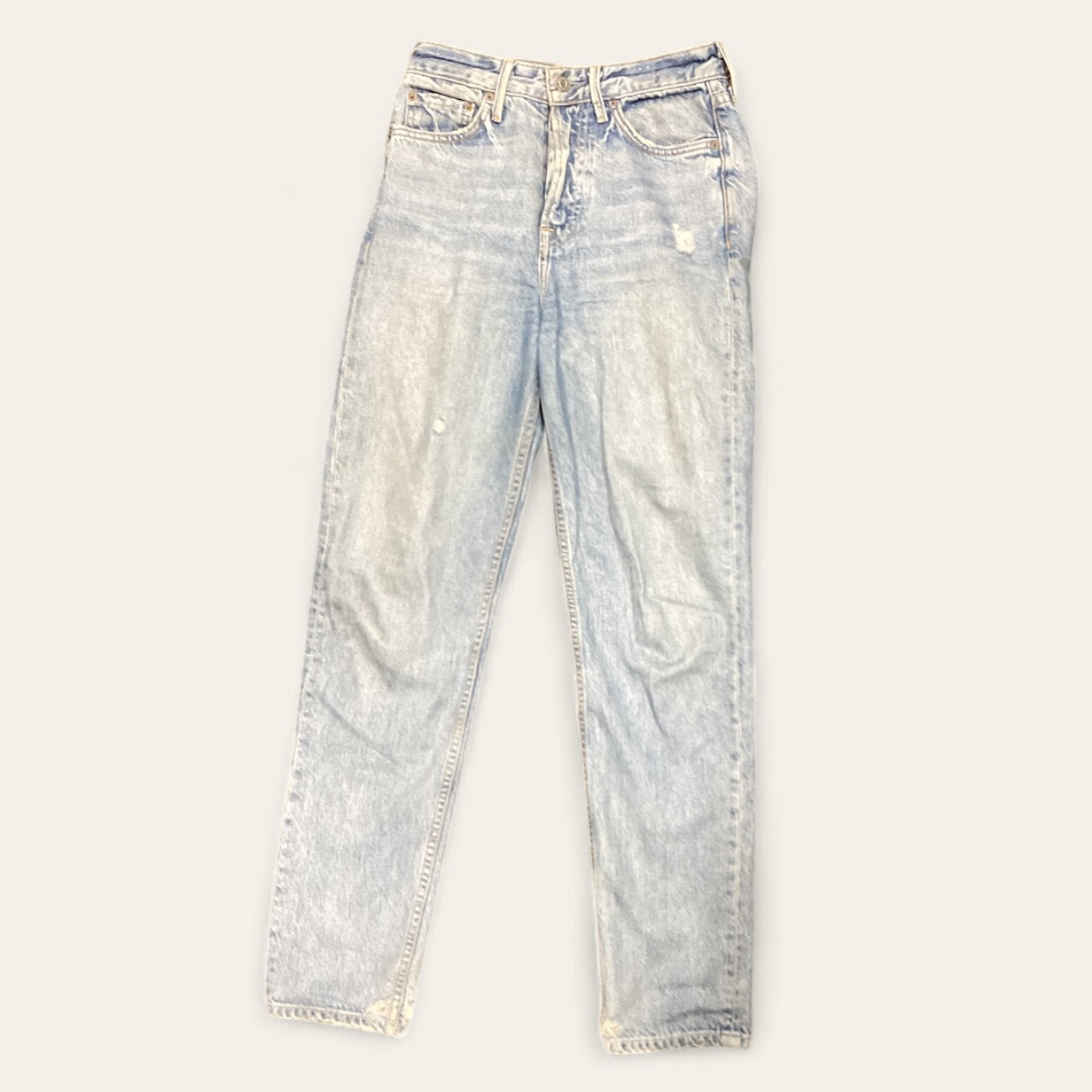 Jeans Straight  In Blue Denim, Size: 0