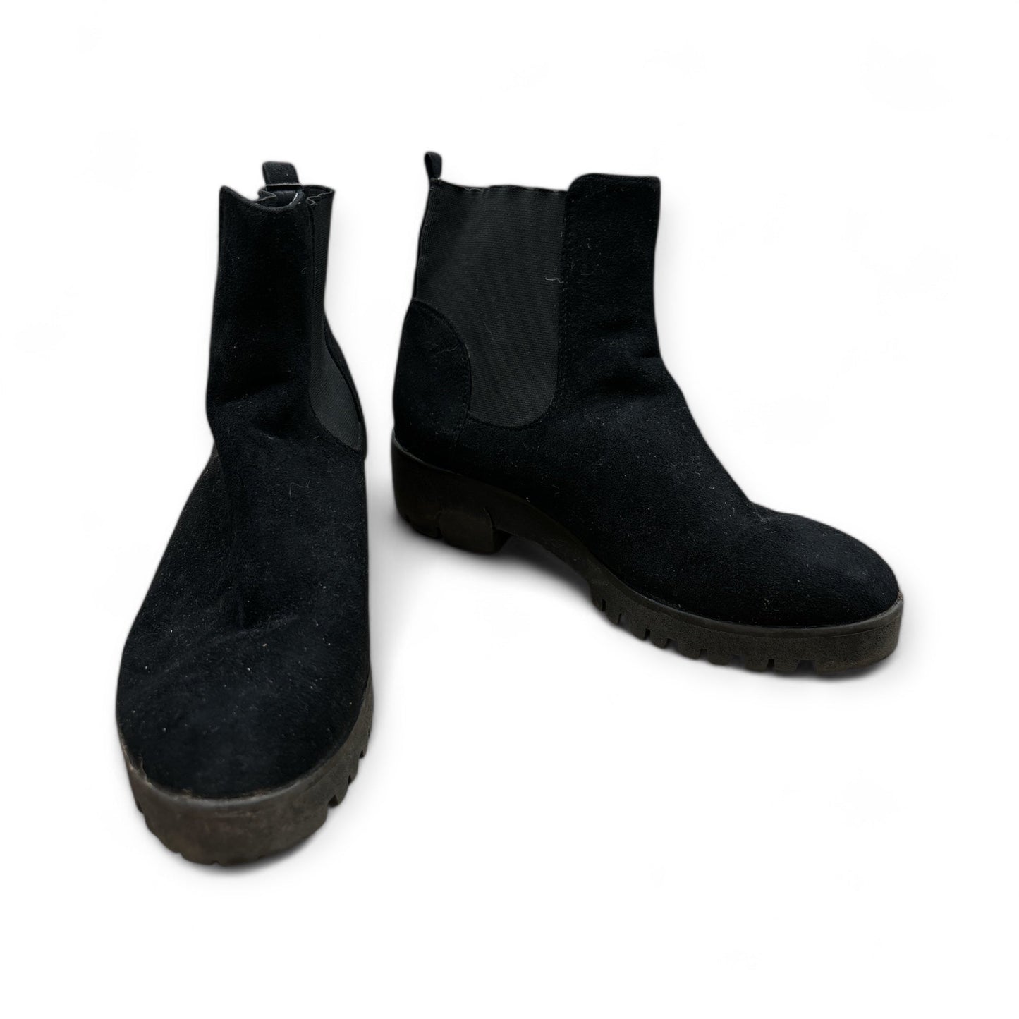 Boots Ankle Flats  In Black, Size: 9