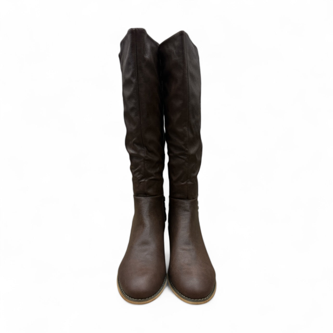 Boots Over-the-knee Flats  In Brown, Size: 12