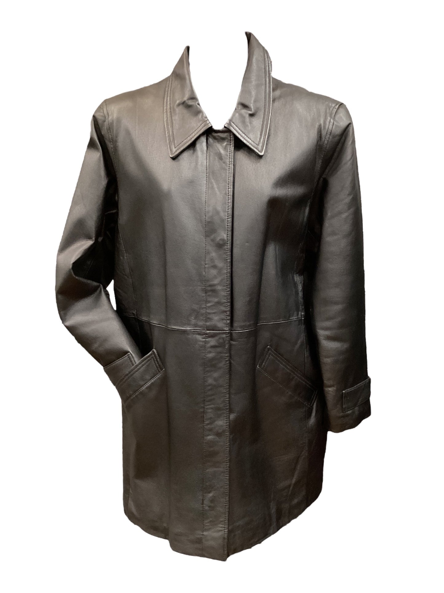 Jacket Leather  In Black, Size: M
