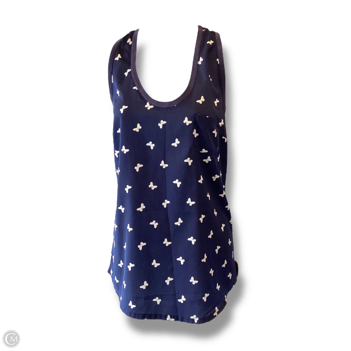 Top Sleeveless By Banana Republic In Blue & White, Size: M