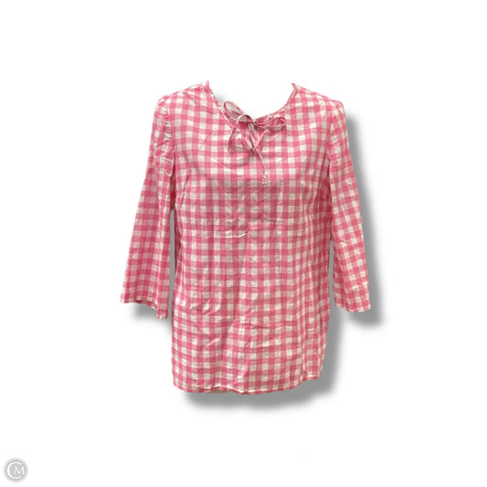 Top 3/4 Sleeve By Talbots In Plaid Pattern, Size: Xs
