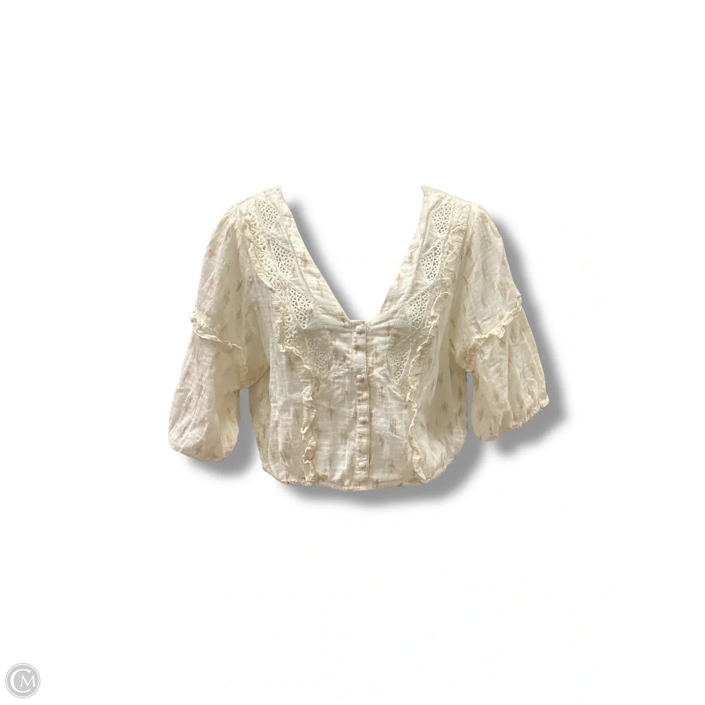 Top Short Sleeve By American Eagle In Cream, Size: M