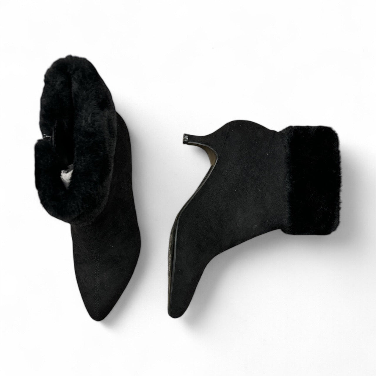 Boots Ankle Heels  In Black, Size: 7.5
