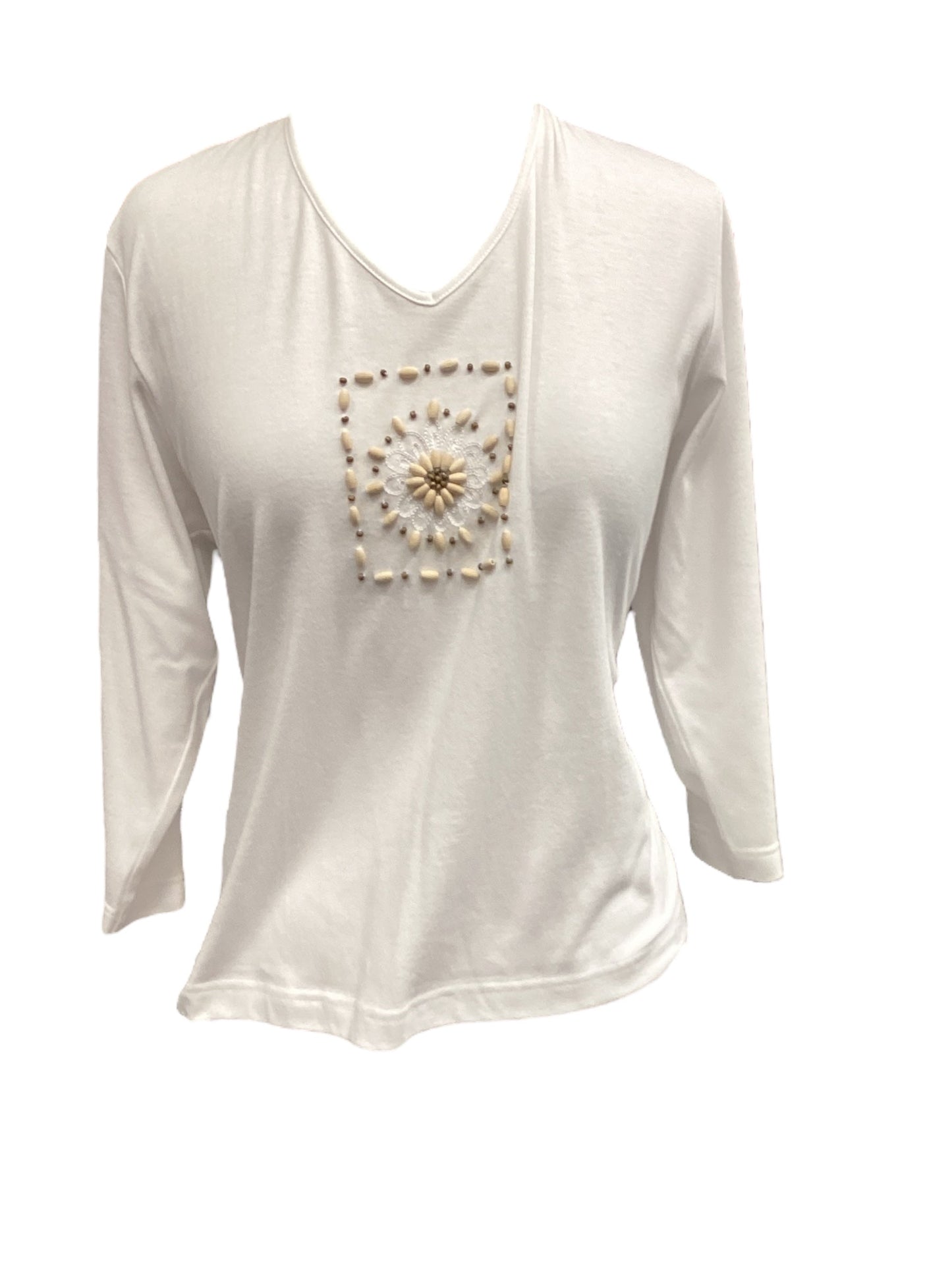 White Top 3/4 Sleeve , Size Xl