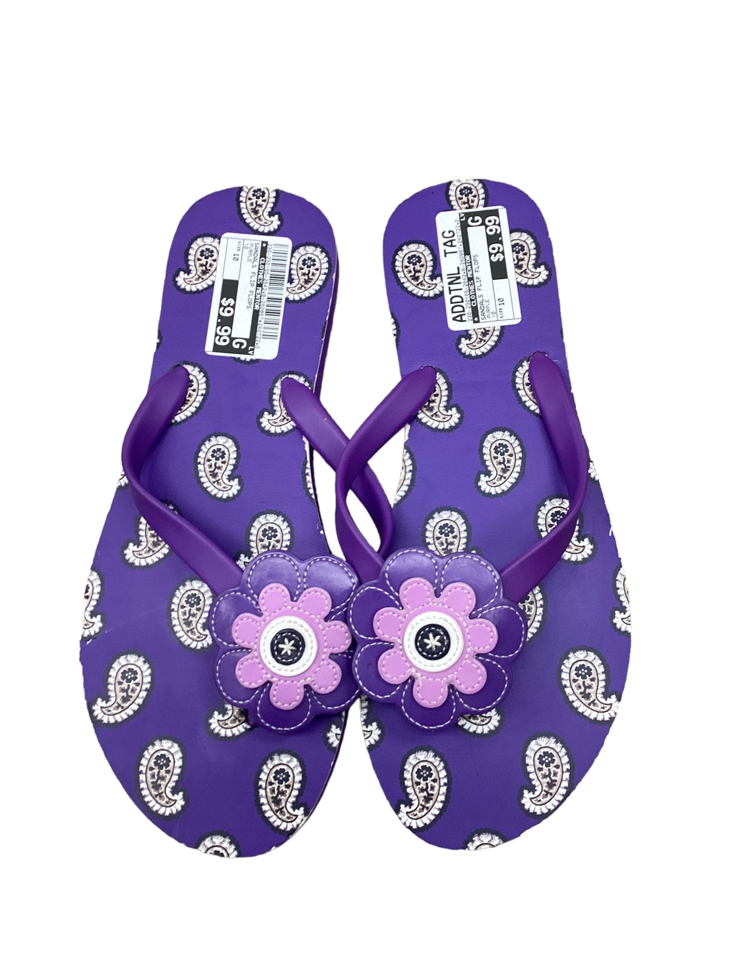 Purple Sandals Flip Flops , Size 10