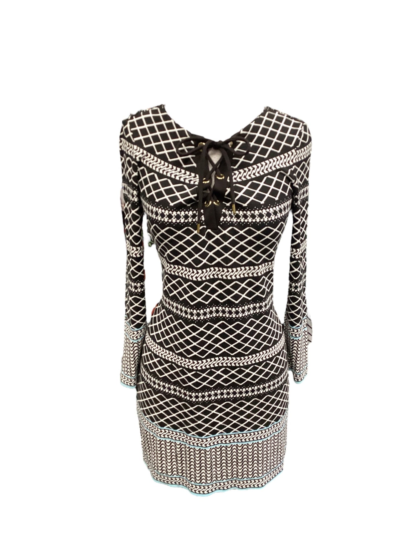 Dress Casual Midi By Kaari Blue In Black & White, Size: S