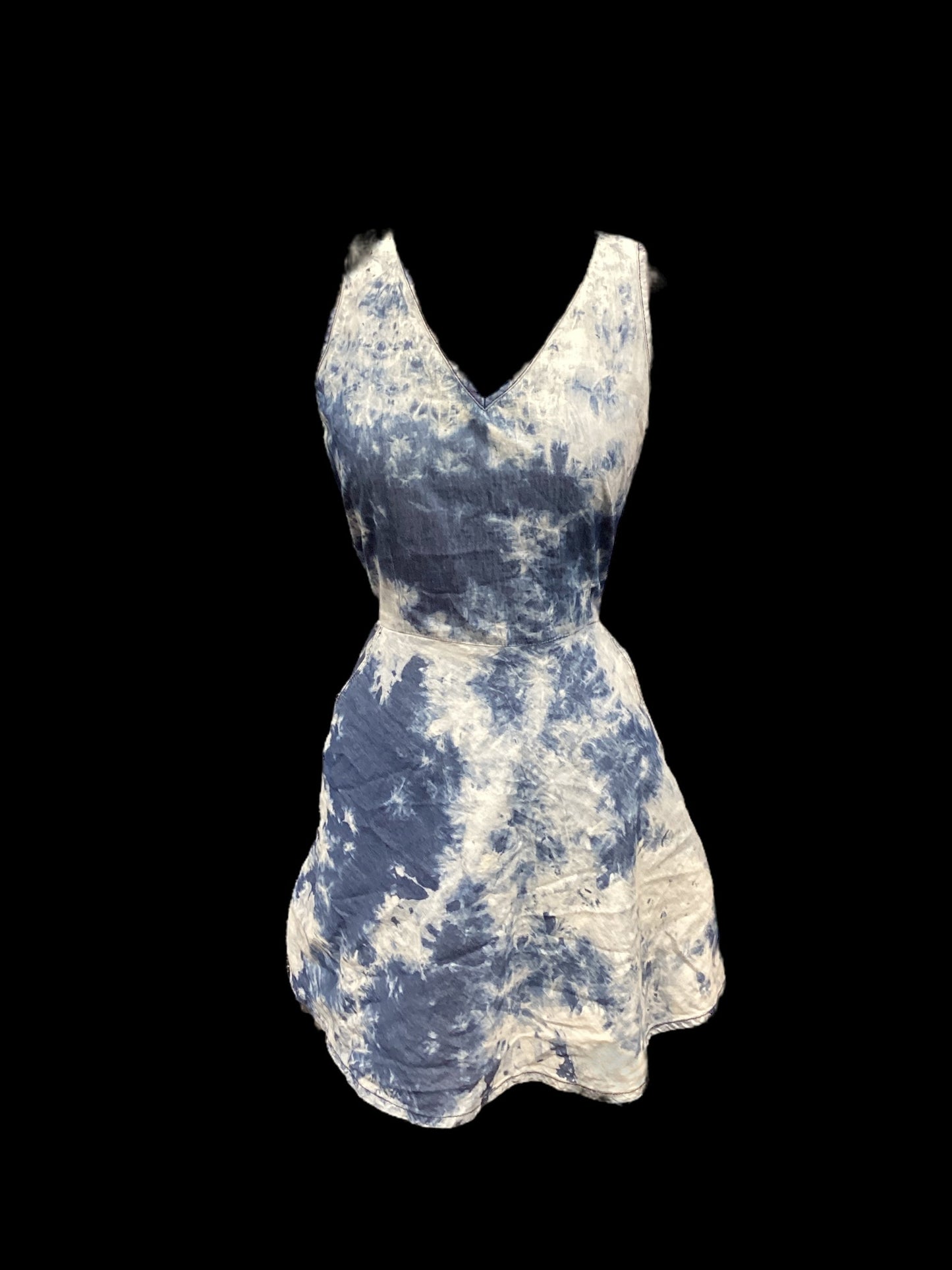 Blue & White Dress Casual Midi , Size M