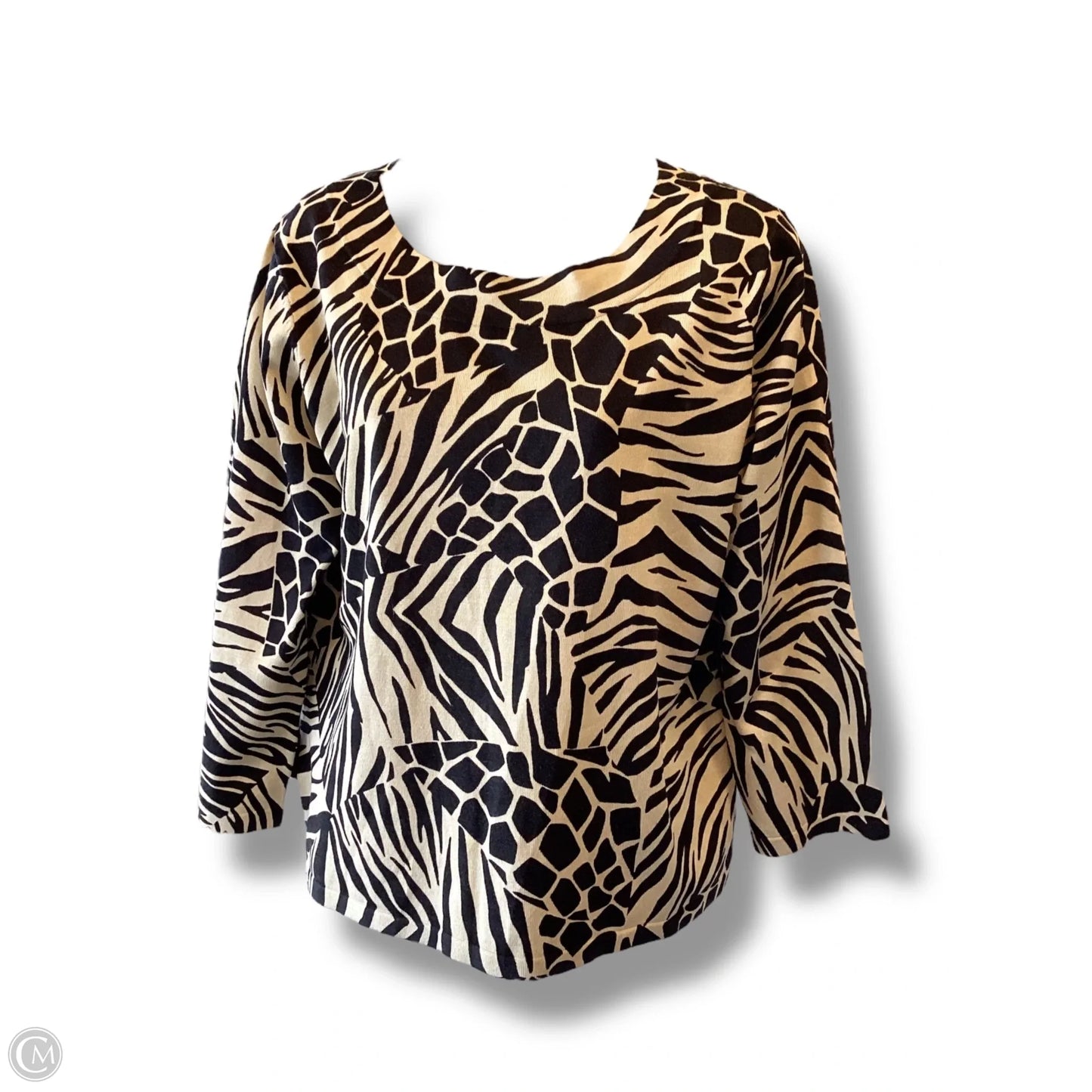 Top Long Sleeve  In Animal Print, Size: M