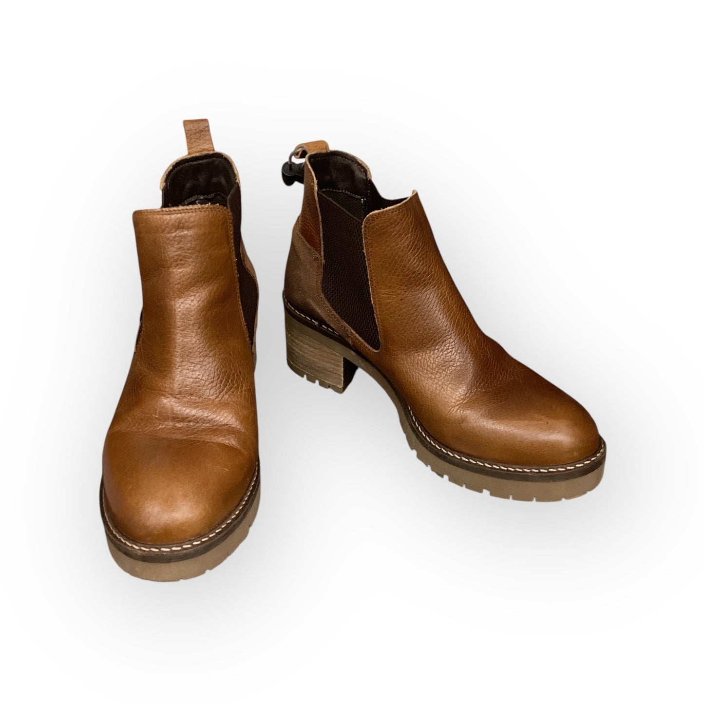 Boots Ankle Heels In Brown, Size: 10