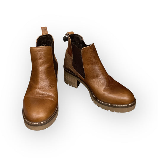 Boots Ankle Heels In Brown, Size: 10
