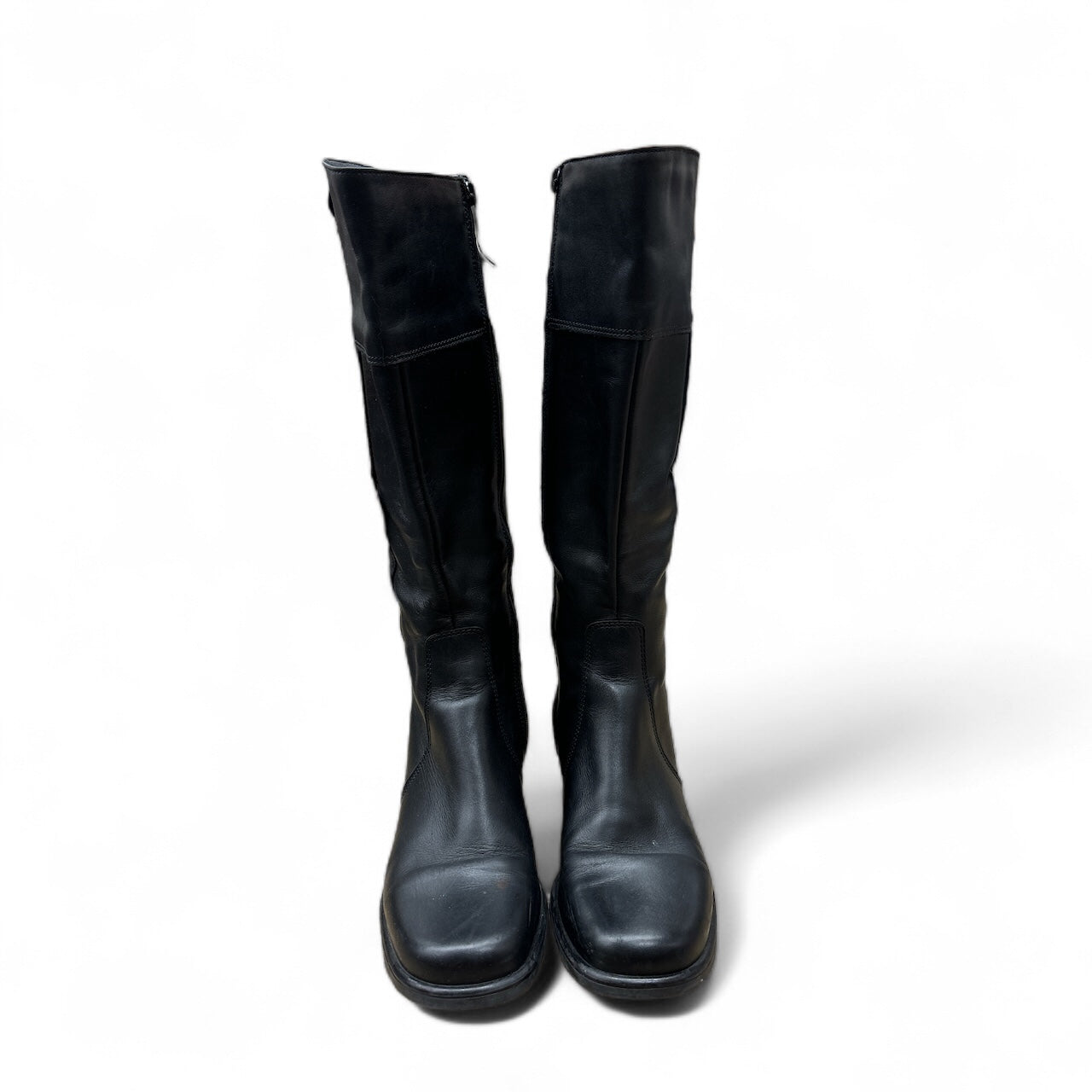 Boots Knee Flats  In Black, Size: 7.5