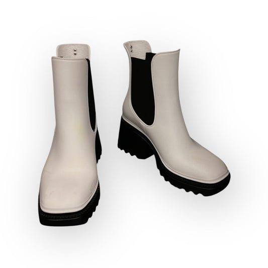 Boots Ankle Heels In Black & White, Size: 7