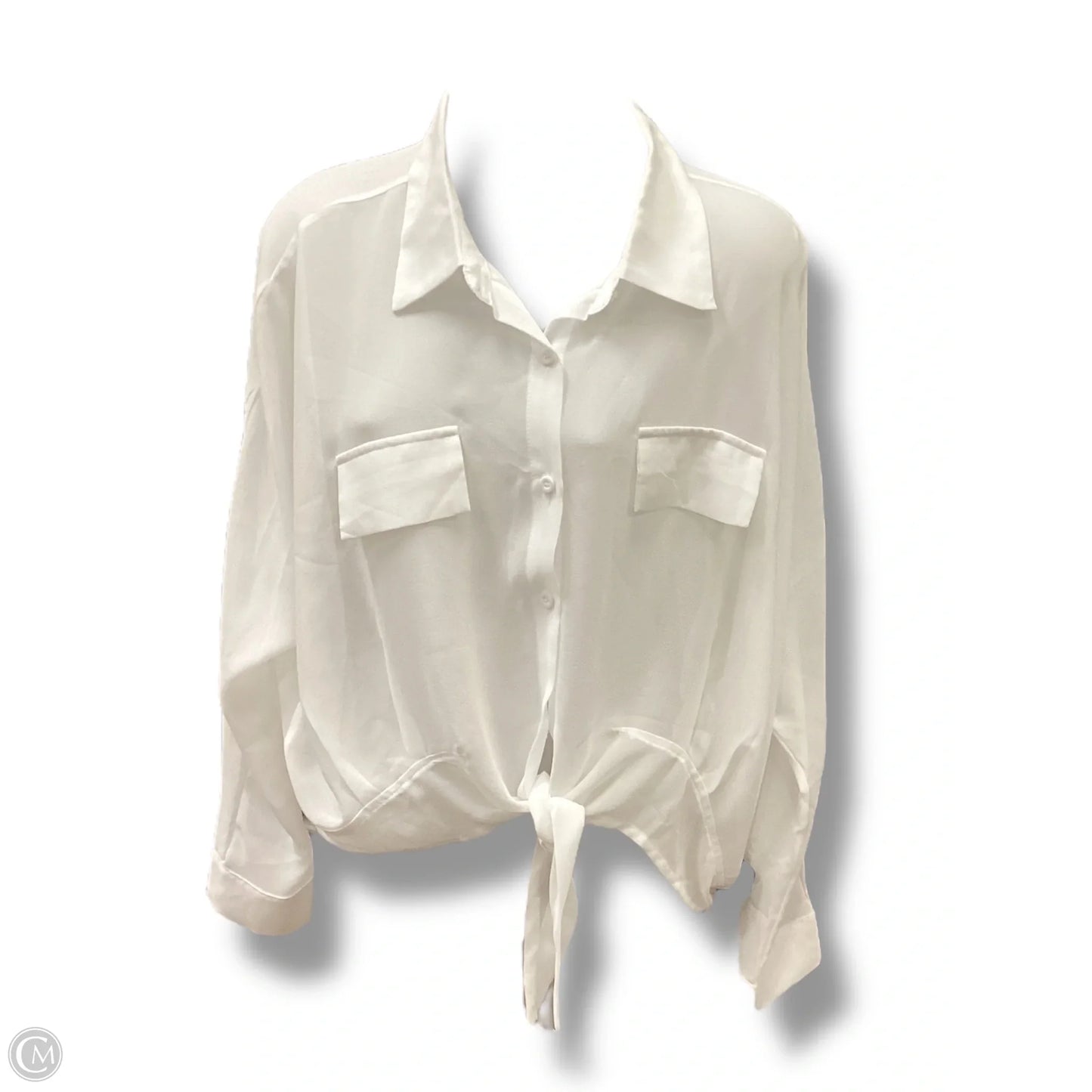 Top Long Sleeve By Clothes Mentor In White, Size: S