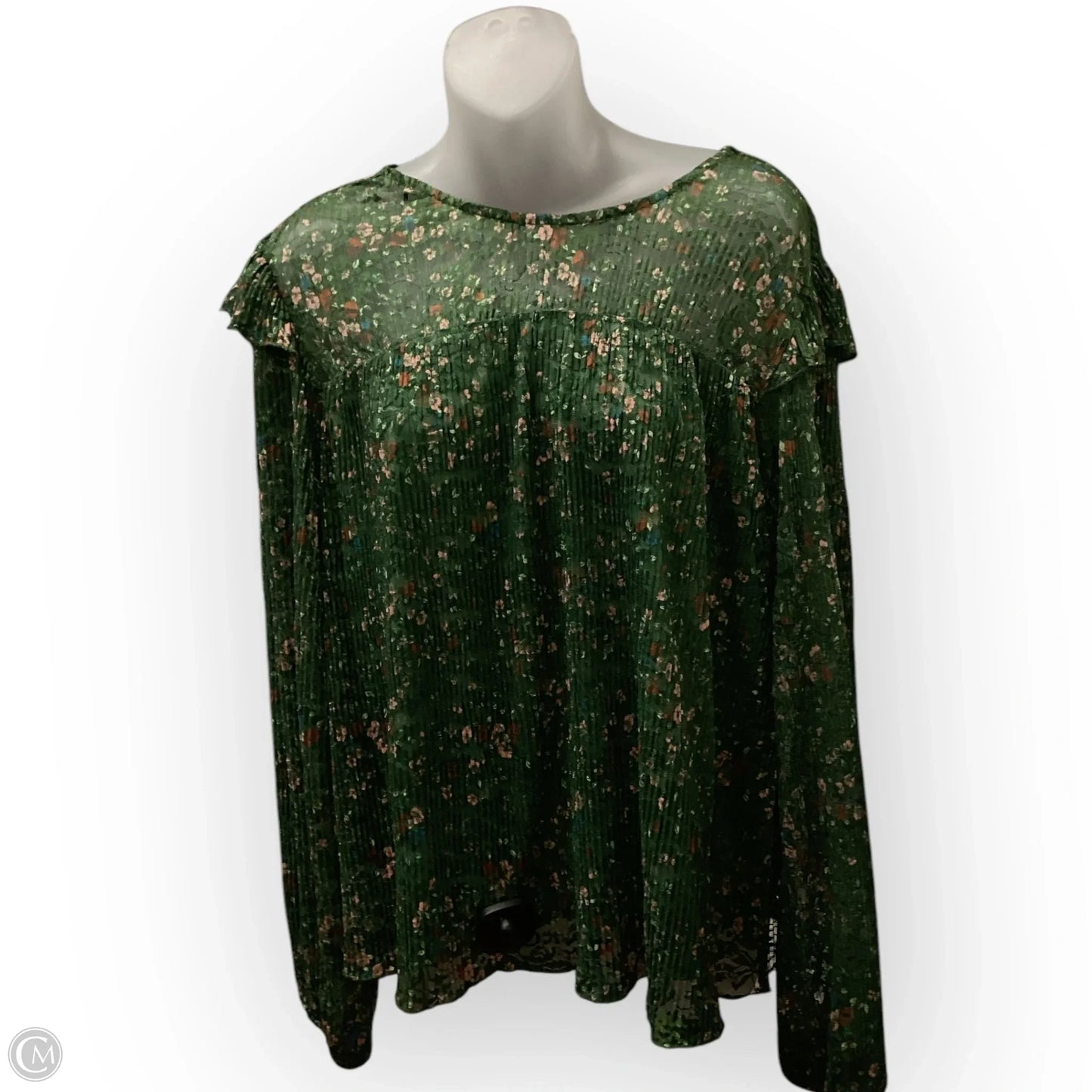 Top Long Sleeve By Cato In Green, Size: S