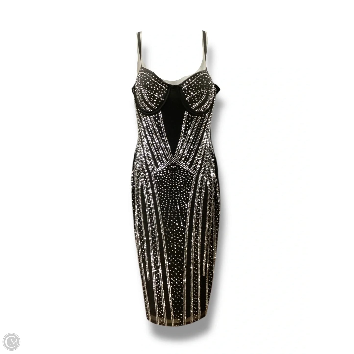 Dress Casual Maxi  In Black & Silver, Size: Xxl