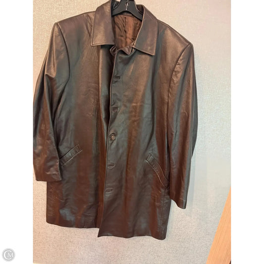 Coat Leather By Clothes Mentor In Brown, Size: Osfm