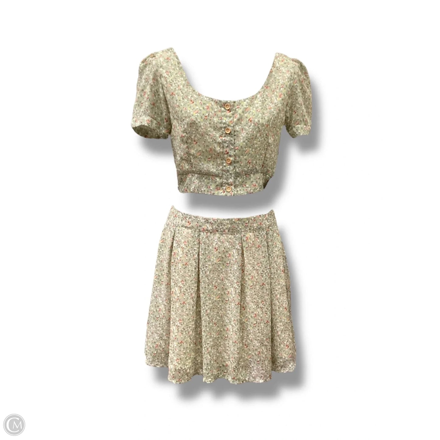 Top 2pc Short Sleeve  In Floral Print, Size: S