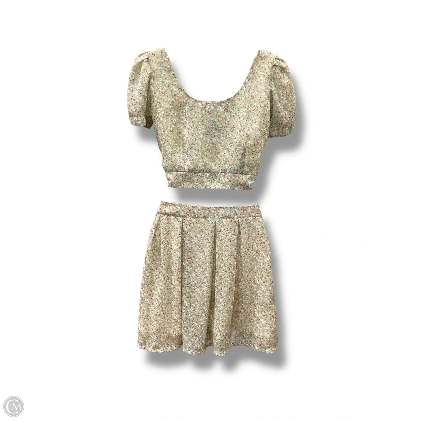 Top 2pc Short Sleeve  In Floral Print, Size: S