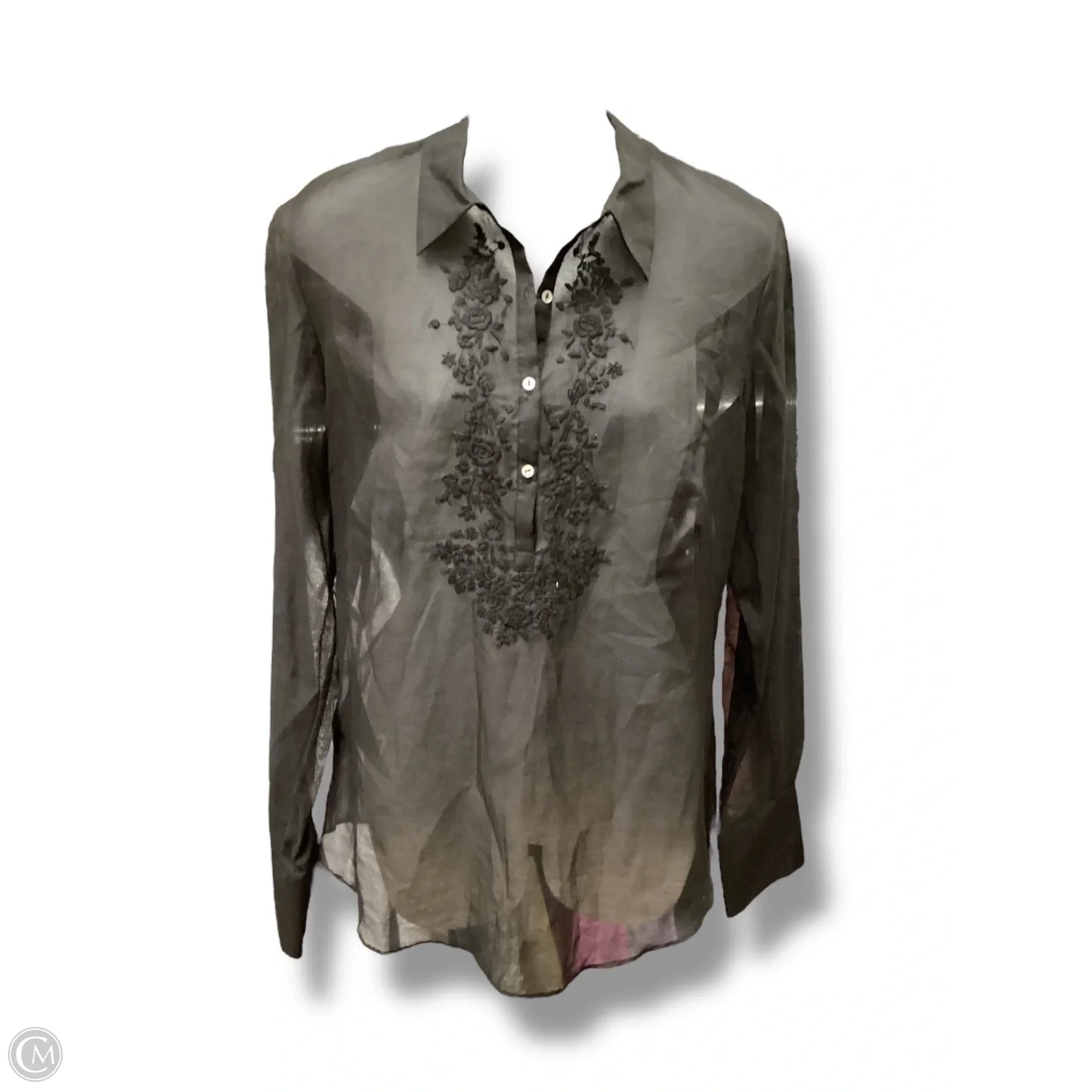 Blouse Long Sleeve By Clothes Mentor In Multi-colored, Size: M