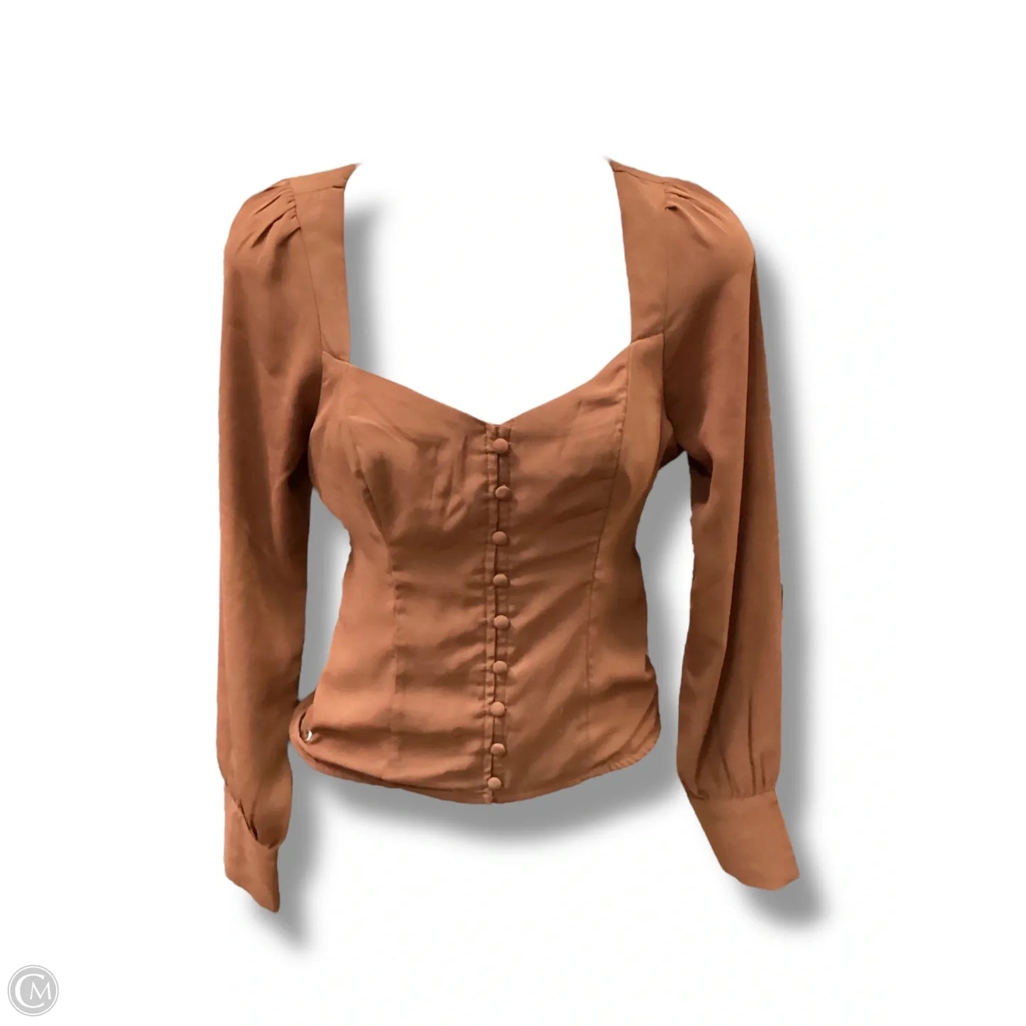 Top Long Sleeve By Abercrombie And Fitch In Brown, Size: Xxs
