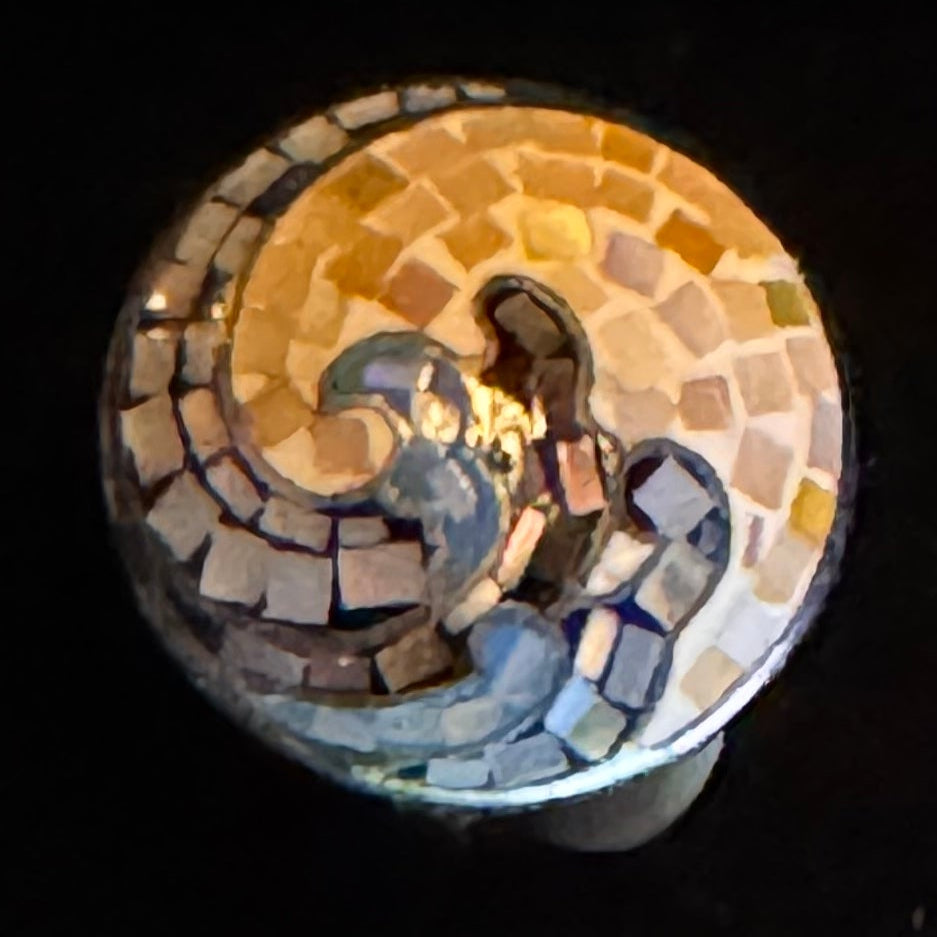 Sterling Silver & Mother-of-Pearl Mosaic Inlay Wave Ring