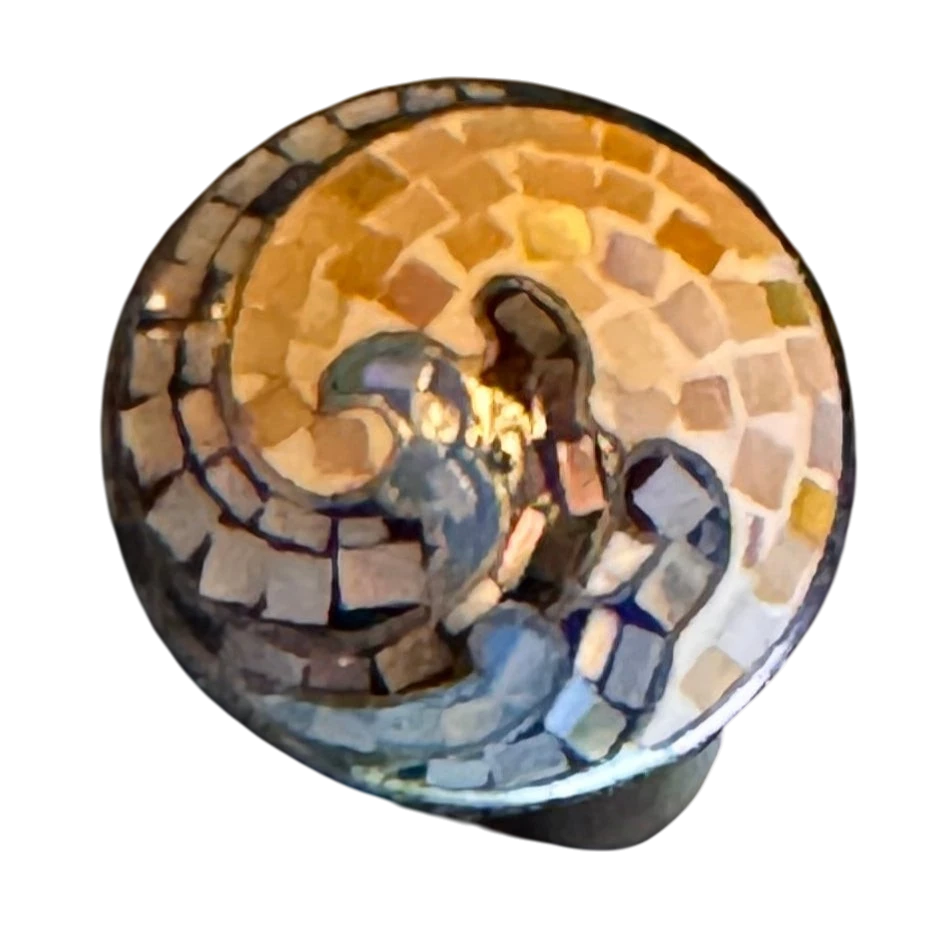 Sterling Silver & Mother-of-Pearl Mosaic Inlay Wave Ring