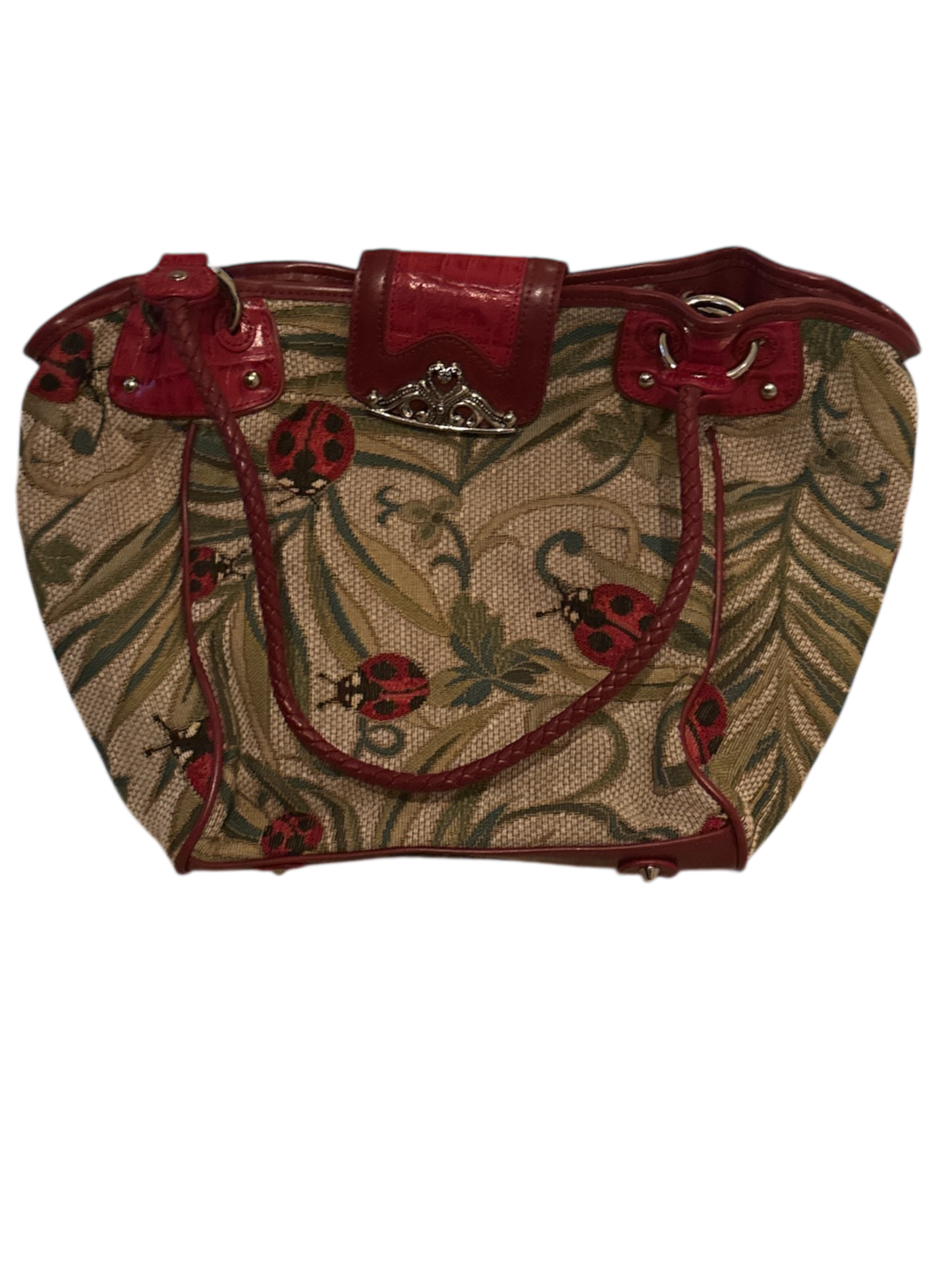 MC Handbag - Red with green/beige tapestry & red leather - Medium