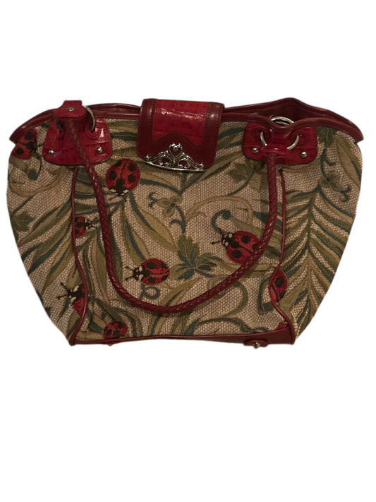 MC Handbag - Red with green/beige tapestry & red leather - Medium