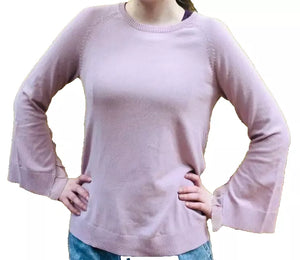 Diane Gilman Quad-blend Crinkle Ruffle Sleeve Sweater - Rose - XL