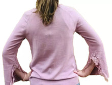 Load image into Gallery viewer, Diane Gilman Quad-blend Crinkle Ruffle Sleeve Sweater - Rose - XL
